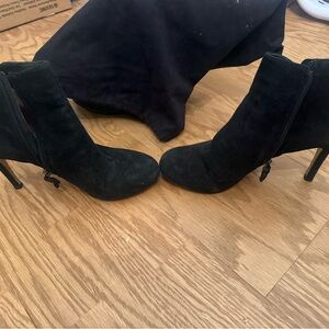 Via Spiga Black Suede Heeled Boots